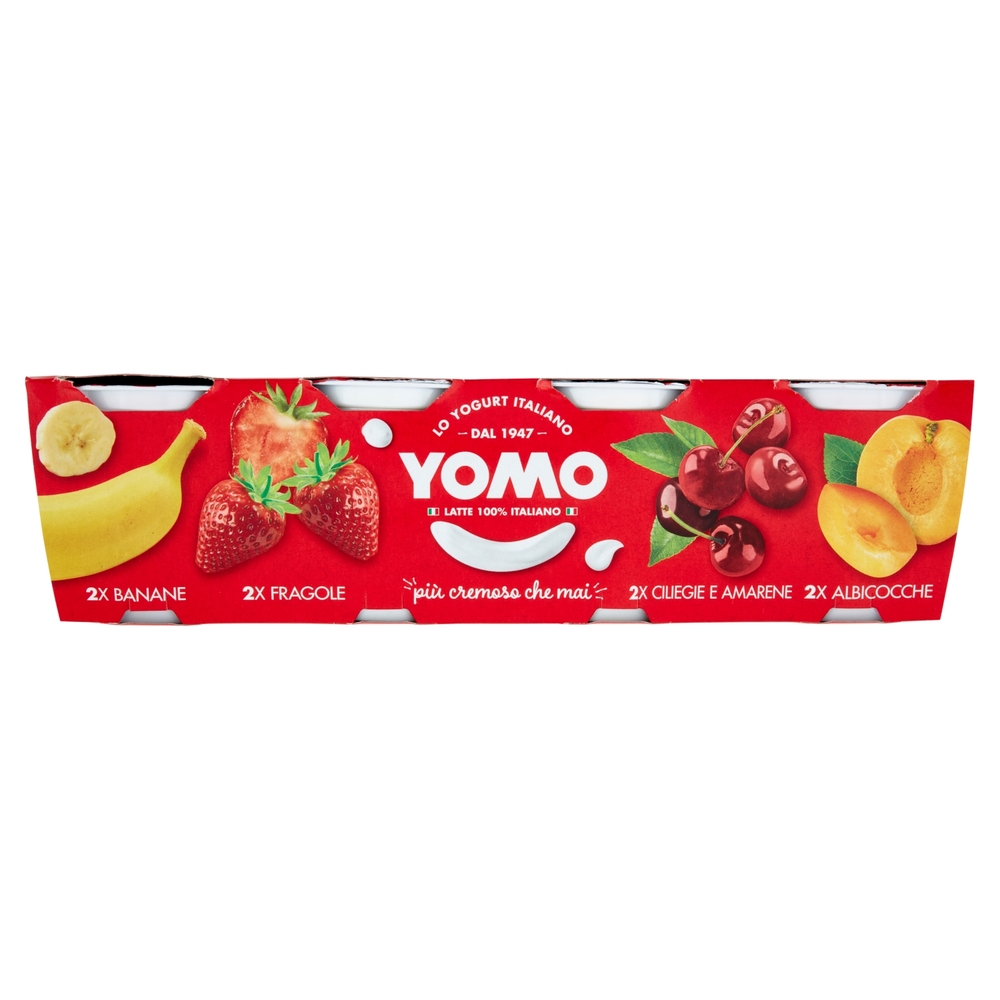 Yomo Yogurt Banane, Fragole, Ciliegie e Amarene, Albicocche 8 x 125 g